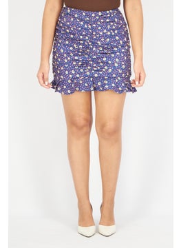 اشتري Women Floral Print Mini Skirts, Blue Combo في الامارات