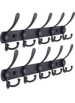 اشتري 2 Packs Coat Rack Wall Mounted with 5 Tri Hooks Heavy Duty Stainless Steel Wall Hanger Metal Coat Hook Rail for Coat Hat Towel Purse Robes Mudroom Bathroom Entryway Black في السعودية