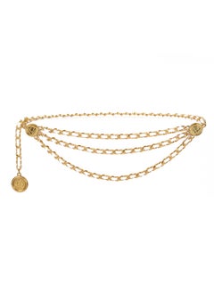 Buy Fashionable Metal Tassel Waist ChainK gold chain + White ultra-fiber leather K gold chain + White ultra-fiber leather in UAE