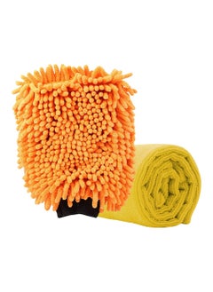 اشتري KENT Professional Grade Microfiber Towel And Glove Wash Mitt Pack - 2-in-1 Noodle Design for Superior Car Wash & Dry, Soft and Efficient Auto Cleaning Gloves/Towels في السعودية