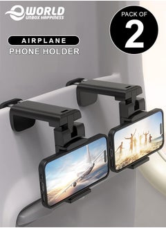 Buy Pack of 2 Airplane Phone Holder Mount for Desk Trays and Travel, Multi-Directional Dual 360 Rotation for Unbeatable Convenience, Ideal for Kitchen Countertops, Cabinets, and Travel in UAE