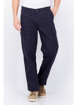 اشتري Men Slim Fit Solid Cargo Pants, Navy في السعودية