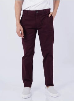 Buy Men’s Stretch Twill Casual Formal Pant in Red Wine in UAE