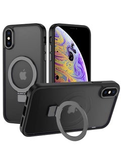 Buy iPhone X/XS Magnetic Case with Invisible Stand, Compatible with MagSafe Shockproof Protection Cover, Translucent Matte Slim Phone Case with Magnet for Apple X/XS  (2018)(Black) in Saudi Arabia