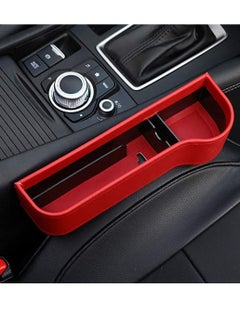 اشتري Car Seat Gap Storage Box Cup Holder Multifunctional Car Seat Gap Filler Premium PU Leather Car Console Right Side Pocket Red في الامارات