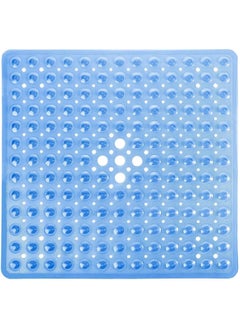 اشتري Shower Mat for Bathtub, 21 x Inches Bath Tub Square Mats, Non-Slip with Drain Holes, Suction Cups, BPA, Latex, Phthalate Free, Machine Washable (Clear Blue) في الامارات