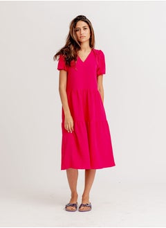 Buy Fuchsia Ruffled Midi Dress in Egypt