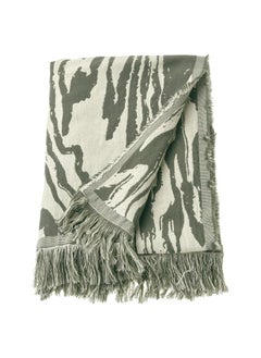 Buy Throw Grey Green And Off-White 130X170 Cm in Saudi Arabia