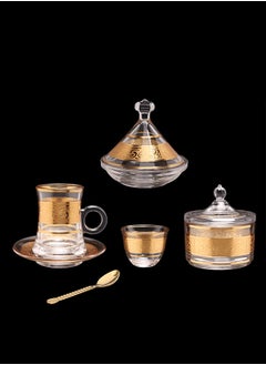 Buy 28-Piece Tea & Coffee Glass Set Clear/Gold, Serve for 6 in Saudi Arabia