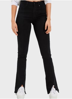 Buy Split Hem High Waist Jeans in UAE