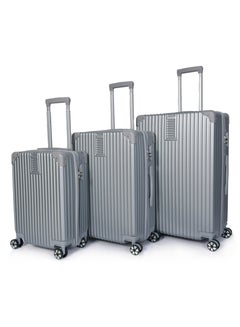 Buy 3-Piece Unisex Morano Travel Luggage Trolley Set Silver in Saudi Arabia