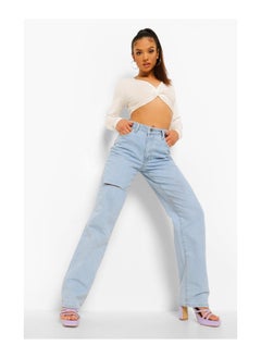 اشتري Petite Thigh Slash Boyfriend Jeans في الامارات