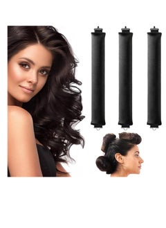 Buy Heatless Hair Curler with Flexible Rods and Hook, Heatless Curling for All Hair Types, Comfortable Heatless Curlers for Sleeping, Curls Overnight, Black in UAE