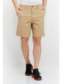 Buy Men Solid Basic Short, Tan in UAE