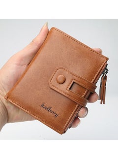 Buy RFID Leather Small Zipper Around Wallet Brown in Saudi Arabia