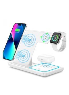 Buy Wireless Charger, 3 in 1 Wireless Charging Station, Fast Wireless Charger Stand  (White) in Saudi Arabia