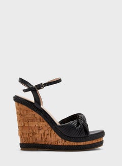Buy Knotted Ribbed Front Wedge Sandal in UAE