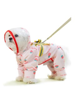 Buy Cute Puppy Dog Raincoat Four-Legged Waterproof All-Inclusive with Hat,Waterproof Rain Jacket with Night Reflective Strip Small Medium Dogs Pet Poncho Clothes (M(Back Length:12-13"), Pink) in UAE