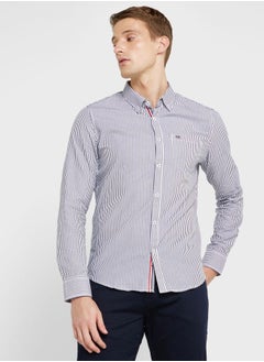 Buy Men Slim Fit Striped Casual Cotton Shirt in Saudi Arabia