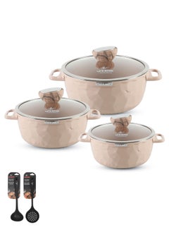 اشتري Cookware Set 8Pcs - Cooking set Induction Bottom, Granite Non Stick Coating, Die Cast aluminum 100% PFOA FREE Casserole Set include Casseroles 24/28/32CM And Silicone Utensils (Dark Grey) في الامارات