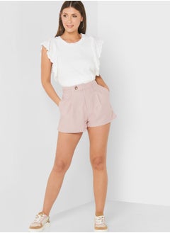 Buy Solid Pleated Shorts in Saudi Arabia