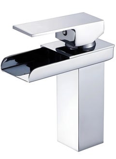 Buy Waterfall Bathroom Basin Mixer Tap, Single Handle, Hot and Cold Water, Short (Chrome) in UAE