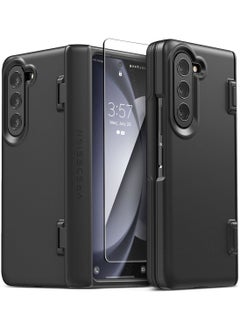 Buy Simpli Fit Samsung Galaxy Z Fold 5 Case Cover With Hinge Protection And Front Screen Protector - Matte Black in UAE