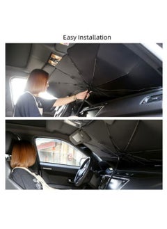 اشتري Car Umbrella Car Shade Sun Car Sunshade Foldable, Car Front Windshield Umbrella, Foldable Automotive Windshield Shade for Car Front Window Blocks UV Rays Heat Keep Cool, Velcro Tapered Edge Opening في السعودية