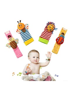 Buy Wrist Rattle Foot Finder Socks 4 Pcs Baby Rattle Toys in UAE