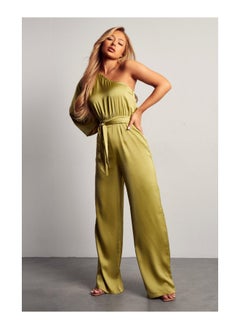 اشتري One Shoulder Satin Belted Jumpsuit في السعودية