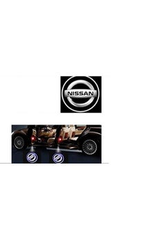 اشتري LED projector bulbs that reflect the Nissan car logo, with a wireless design, compatible with all car models - 2 pieces في مصر