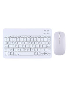 Buy Universal Portable Rechargeable Mini Wireless Keyboard And Mouse Combo For Tablet Mobile Phones iPhone IOS Android And Windows Phones White in UAE