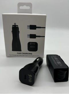 Buy Fast Charing 25W Car Adapter Charger With Type-C to Type-C Cable For Samsung Devices in Egypt