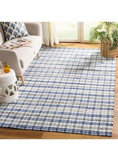 Buy Montauk Collection Accent Rug 3' X 5' Blue & Multi Handmade Cotton Ideal For High Traffic Areas In Entryway Living Room Bedroom (Mtk950B) in UAE