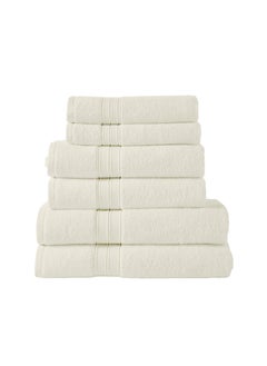 Buy Premium Towel 6-Pcs Set, 100% Combed Cotton 600 GSM, Highly Absorbent, Quick Dry Towel Set Include 2 Bath Towel, 2 Bath Sheet, 2 Hand Towel, Best Set for Bathroom Gym, Hotel And Spa,Ivory in Saudi Arabia