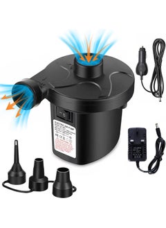 Buy Electric Air Pump with 3 Nozzles, 2 in 1 Car Mounted Electric Air Pump, Portable Fast Inflation and Deflation Pump for Outdoor Camping, Inflatable Mat, Air Bed, Boat, Swimming Ring in Saudi Arabia