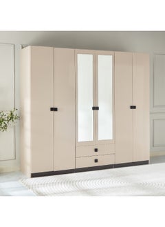 Buy Luxembourg 6-Door Wardrobe with 2 Drawers and 2 Mirrors 243 x 216 x 59.6 cm in Saudi Arabia