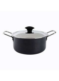 اشتري Hard Anodized Stockpot Aluminum Cooking Pot with Lid 22cm - Black في الامارات