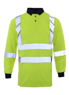 Buy Long Sleeves Safety T-Shirt with 5inch Reflective Strips High Visibility Work Shirt for Men Green. in UAE