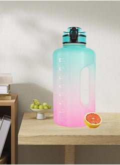 Buy Half Gallon Water Bottle with Handle and Straw 74oz Big Sport Water Jug Large Motivational 2.2l Bpa Free Leakproof Bottles for Gym Yoga Camping Outdoor Travel in Saudi Arabia