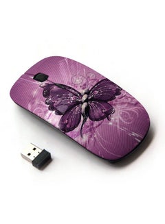 اشتري [ Optical 2.4G Wireless Mouse ] Butterfly Painting Purple Floral Pattern في السعودية