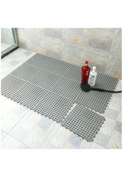 اشتري Bathroom Non-Slip Shower Mat Bath mats Floor Mat Cuttable Shower Toilet Interlocking Rubber Floor Tiles with Drain Holes Reversible Plastic Rug 30x30Cm, 10Pieces -Grey في الامارات