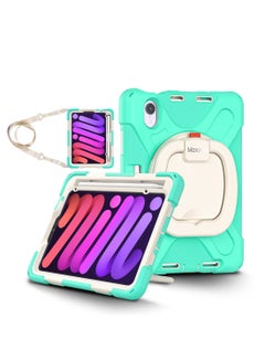 Buy Moxedo Heavy Duty Shockproof Rugged Protective Colorful Case with 360 Rotating Kickstand, Shoulder Strap, and  Pen Holder for Kids Compatible for Apple iPad Mini 6 - Mint Green in UAE