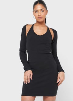 Buy Cut Out Detail Logo Dress in UAE