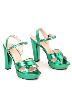 Buy H-7 High Heel Sandal With Crocodile Strap - Green in Egypt