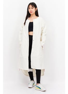 اشتري Women Sportswear Fit Quilted Outdoor Long Jacket, Off White في الامارات