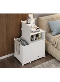 Buy Bedside Table Nightstand Modular DIY Portable Storage CabinetStorage Drawers Plastic Cube End Side Table Organizer  with Dirty Clothes Basket for Bedroom Closet Living Room Dorm in Saudi Arabia