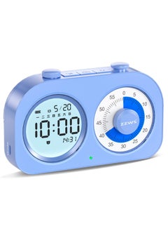 اشتري Visual Timer for Kids, Double Screen 2 in 1 Classroom Timer, 3 Modes Countdown Timer, 60 Minute Visual Timer, No Distracting Ticking, Rechargeable Time Timer for Toddlers Kids (Blue) في الامارات