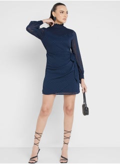 Buy Tie Detail Puff Sleeve Dress in UAE