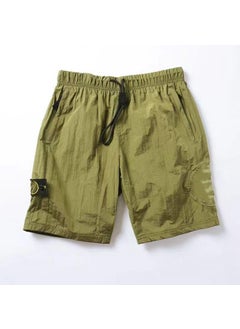 Buy New High version shorts mens and womens summer thin casual sports loose Beach waterproof five-point overalls Army Green in UAE